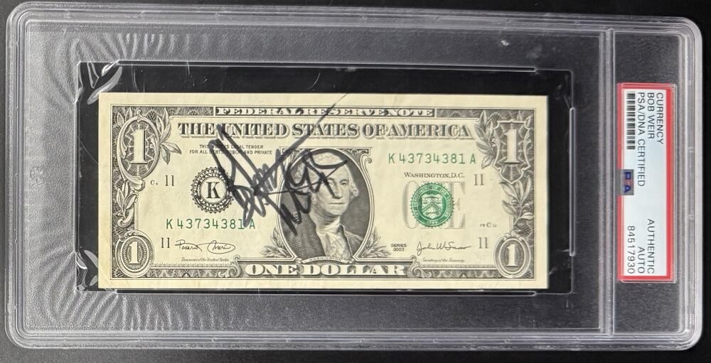Bob Weir Grateful Dead Signed Autograph PSA/DNA Slabbed Encapsulated $1 Dollar