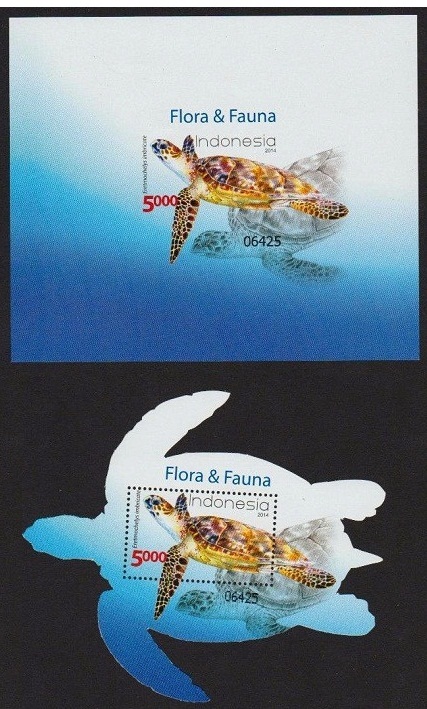 Indonesia 2014 Odd Unusual Shaped Perf + Imperf SS, Turtles, Marine Life