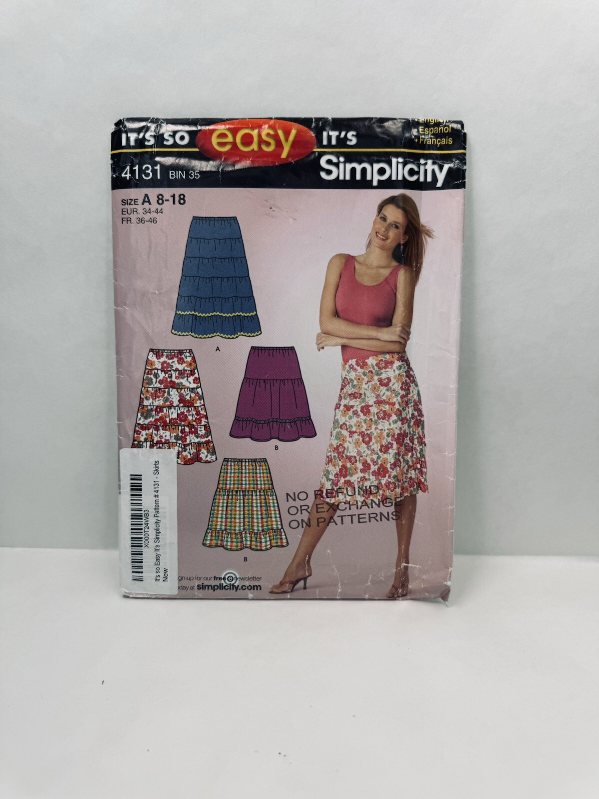 Simplicity 4131 Misses Tiered Skirt Pattern 8-18 Uncut