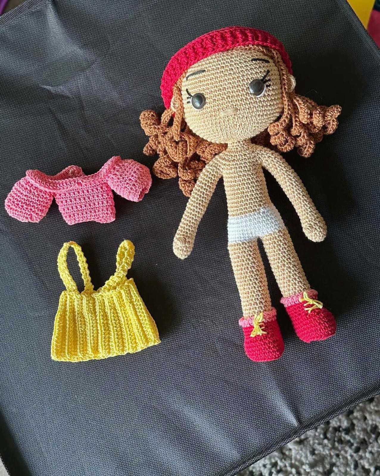 Handmade Crochet Doll with Detachable Interactable Outfits