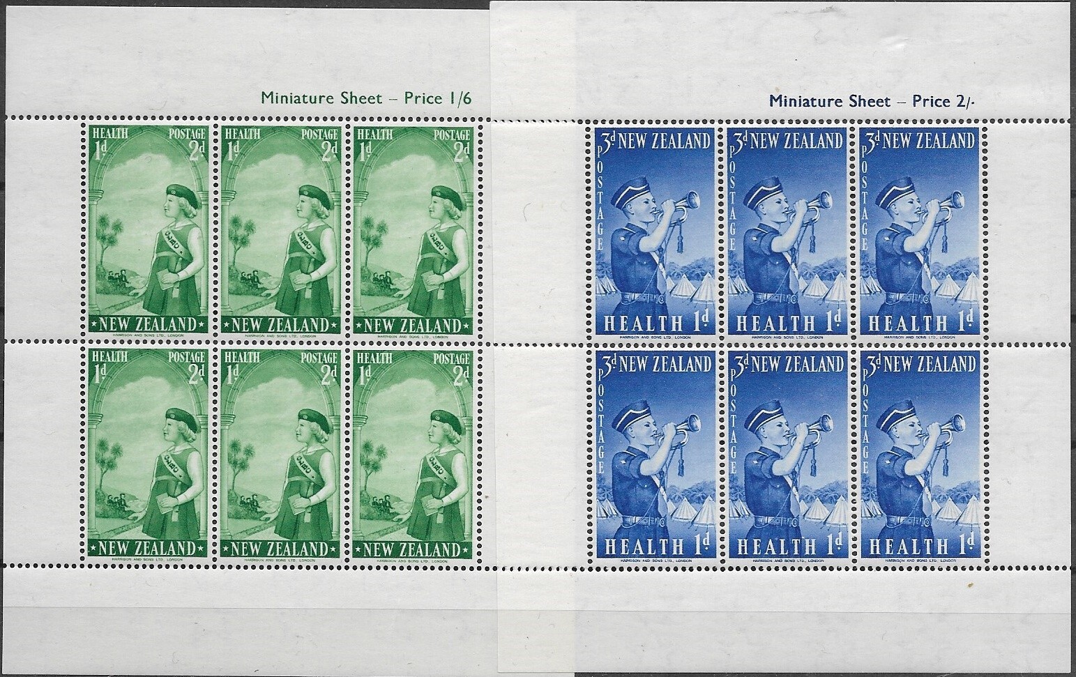 New Zealand MiNr 374 + 375 mint never hinged ** as miniature sheet