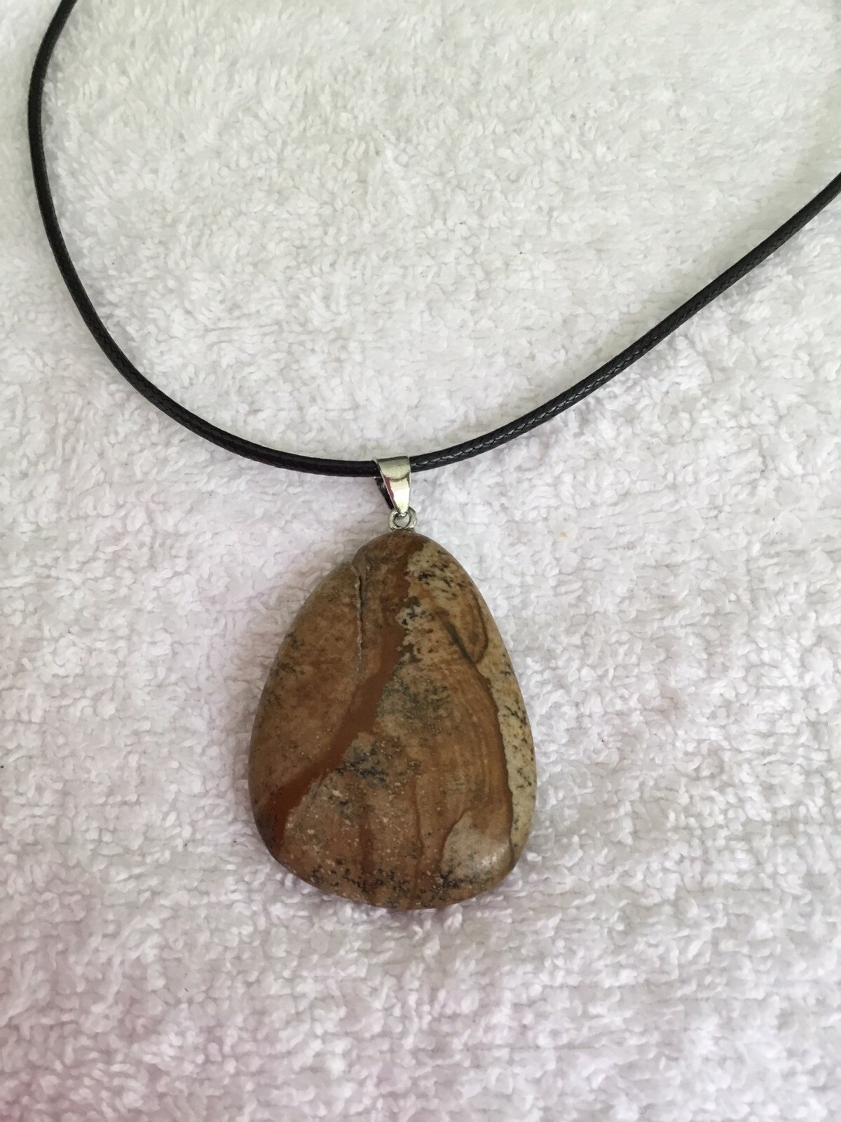 Beautiful raw stone Gemstone Quartz Crystal Pendant Leather Cord Necklace