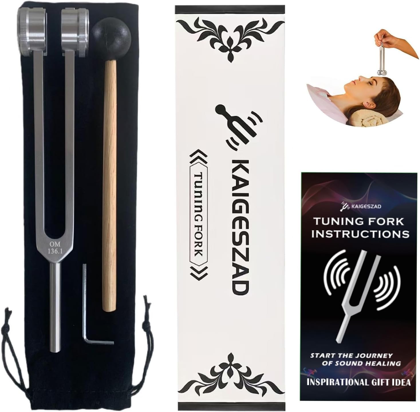 OM 136.1hz Weighted Tuning Fork with Reflex Hammer for Healing Chakra