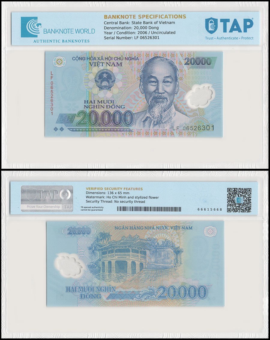 Vietnam 20000 Dong, 2006, P-120a, UNC, Polymer, Authenticated