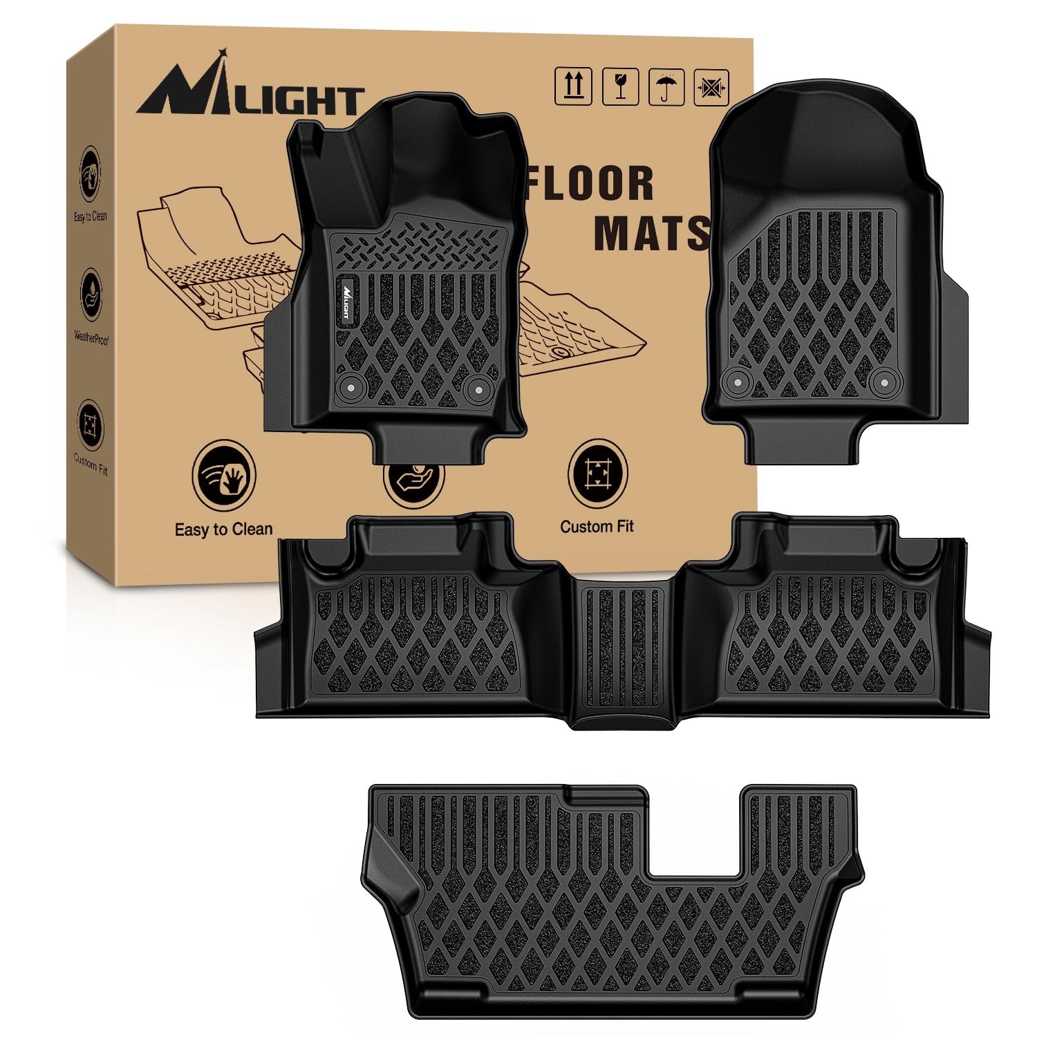 Floor Mats for Dodge Durango 7 Seats 2016-2026 Custom Fit Heavy Duty Liners