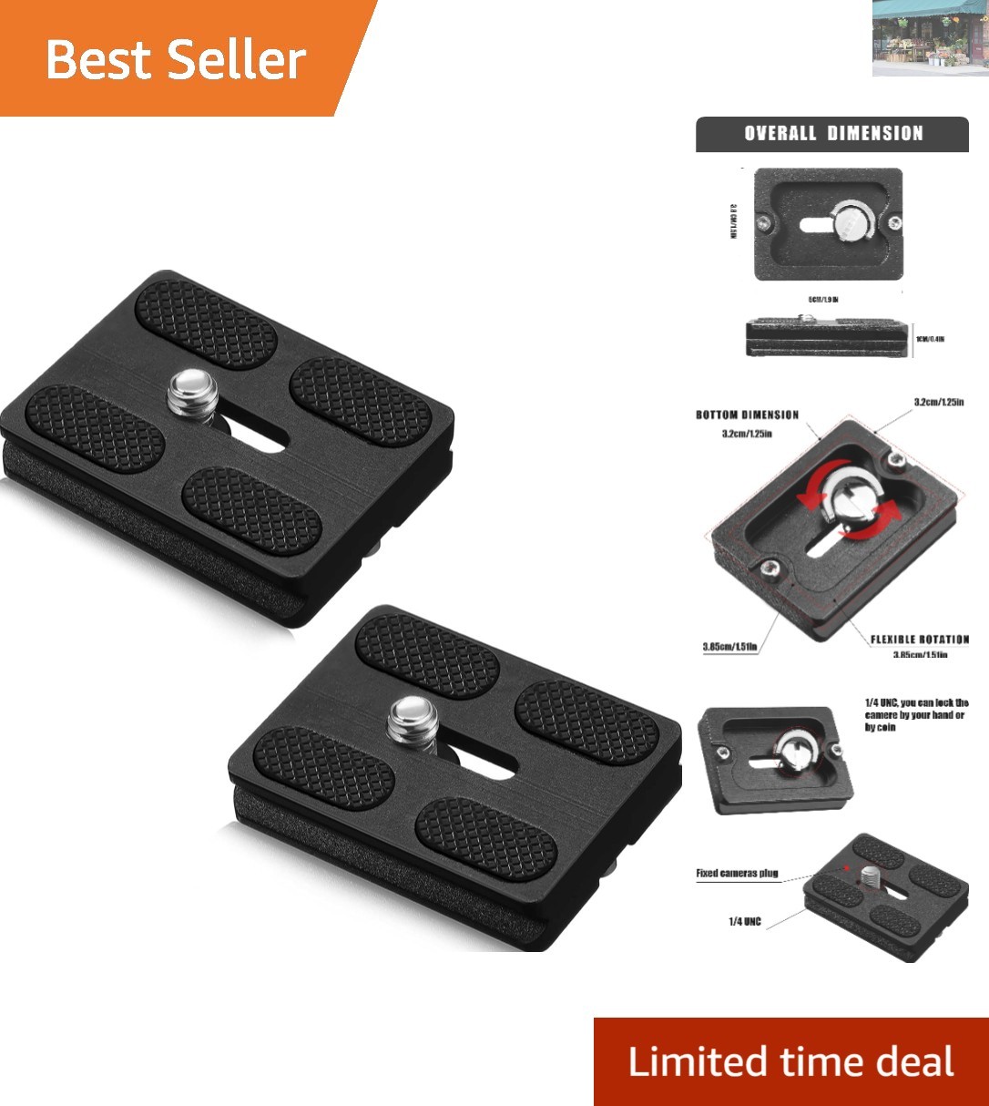 Anti-Slip Quick Release Tripod Mount | 2 Metal Plates for DSLR Compatibility