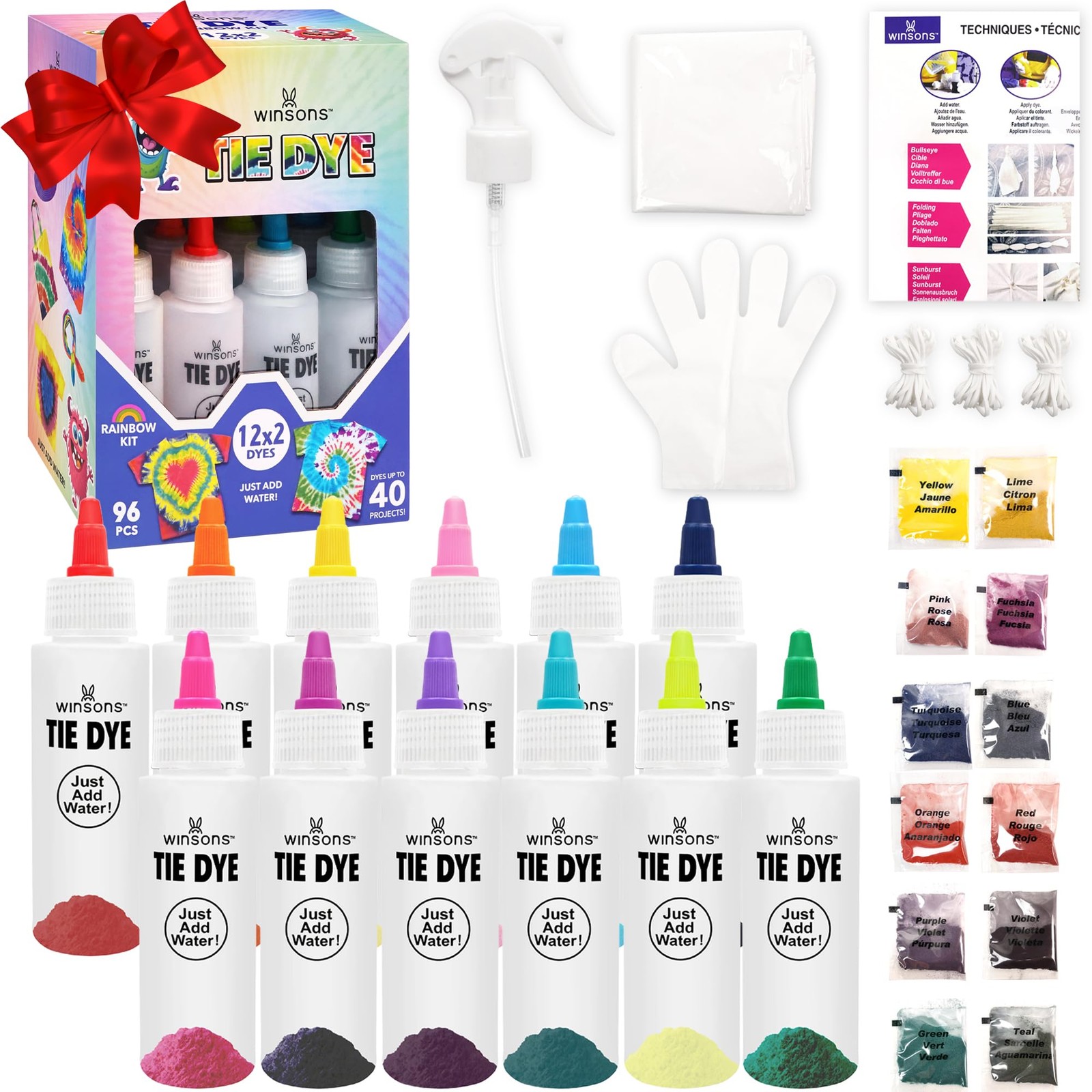 12 Colors Tie Dye Kit, Tie Dye Set for Kids, Pre-Filled Tye Dye Bottles, Non ...
