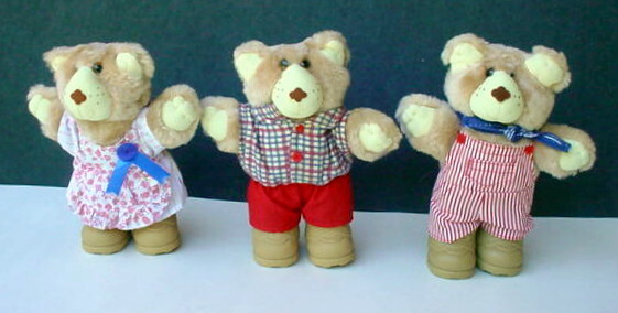 3 Vintage 1986 Wendy’s Furskins Plush Stuffed Bears 7" Dudley Boone & Hattie