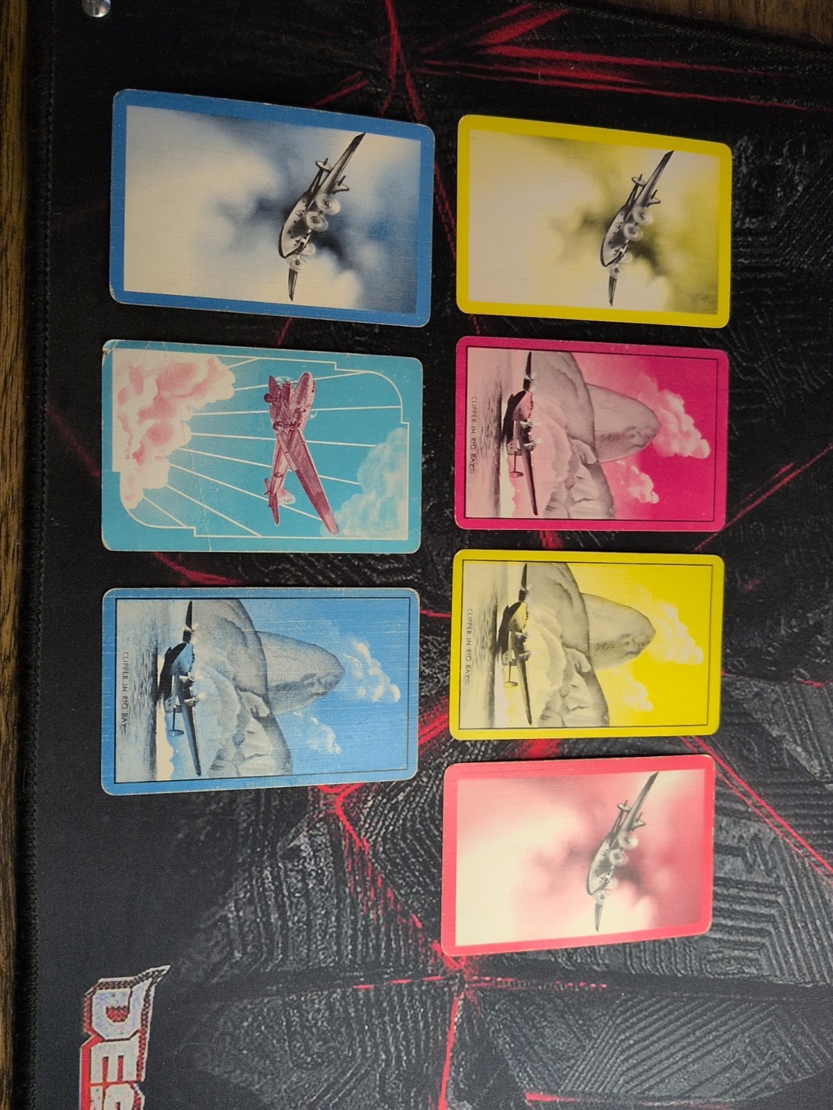 Vintage 1930's Pan American Airways Trading Card Lot Of 7. Rare Blank Backs.