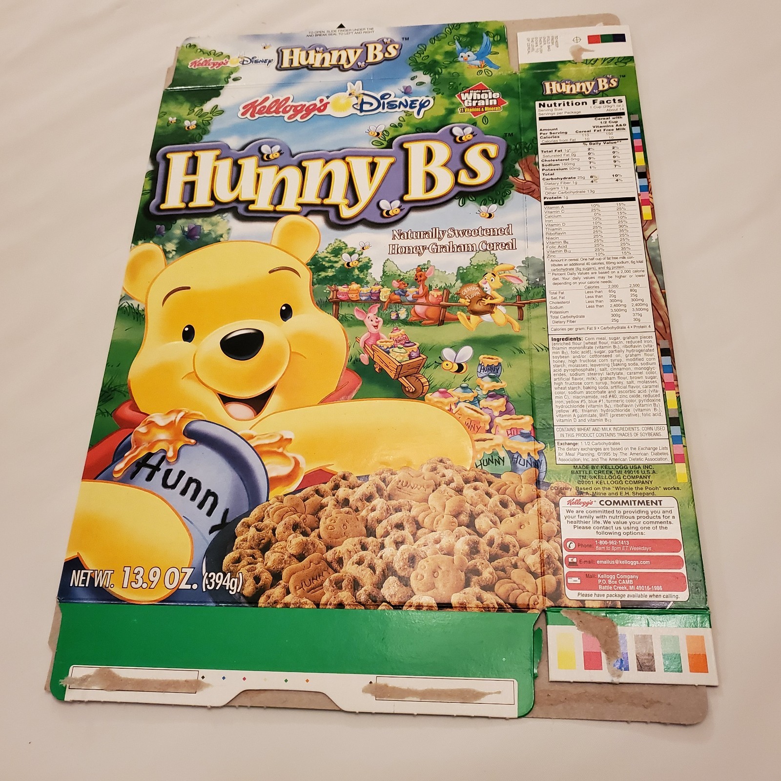 2001 2002 Vintage Winnie the Pooh Cereal Box Kellogg' Disney HUNNY B's Bee Magix