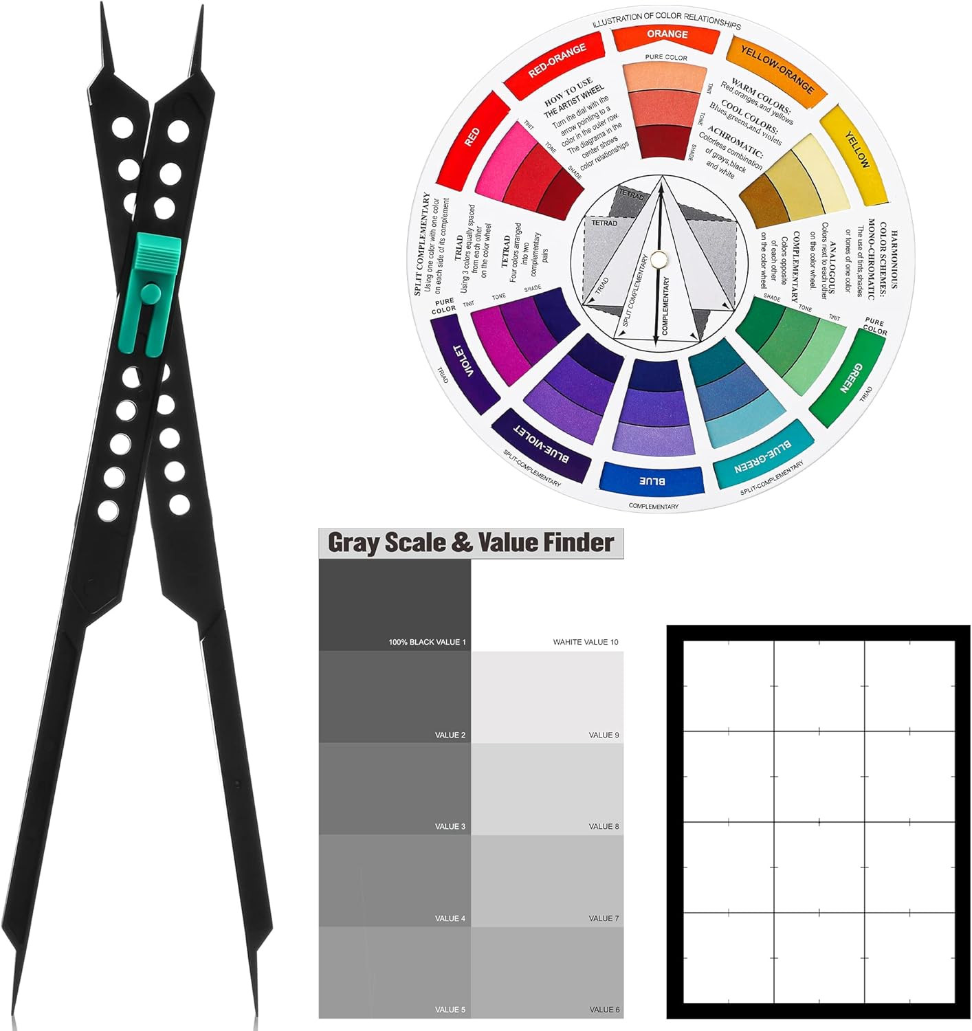 10" Proportional Divider Color Wheel for Artists Viewfinder Gray Scale Value Fin