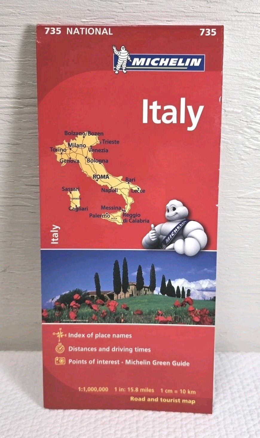 Italy Michelin National Road & Tourist Map 735 English Folded Book