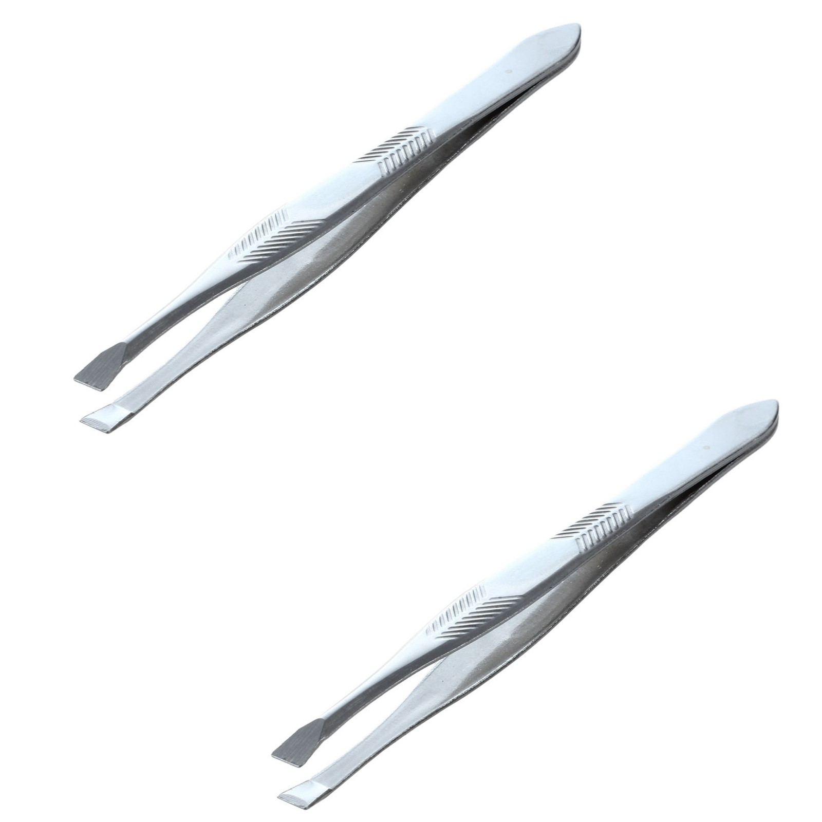 2X Silver Tone Stainless Steel 3.5 inch Length Tweezer for Eyebrow K3Q56406