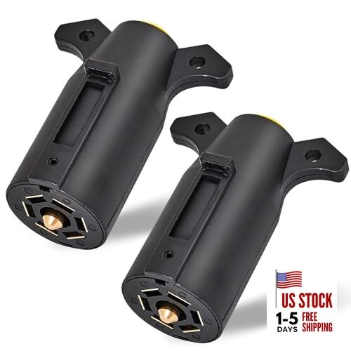  (2-Pack) RV 7 Pin Trailer Plug Splice-in Replacement Trailer Side Male End 7 