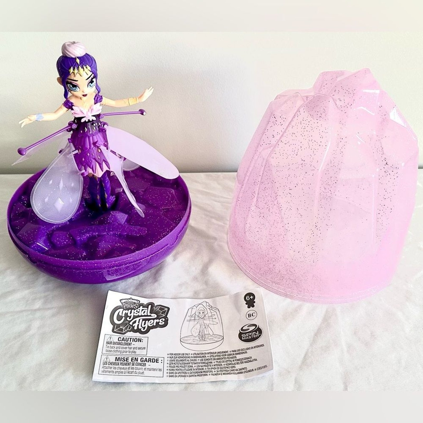 Hatchimals Pixies Crystal Flyers Purple Flying Fairy Doll  w/ Crystal Case