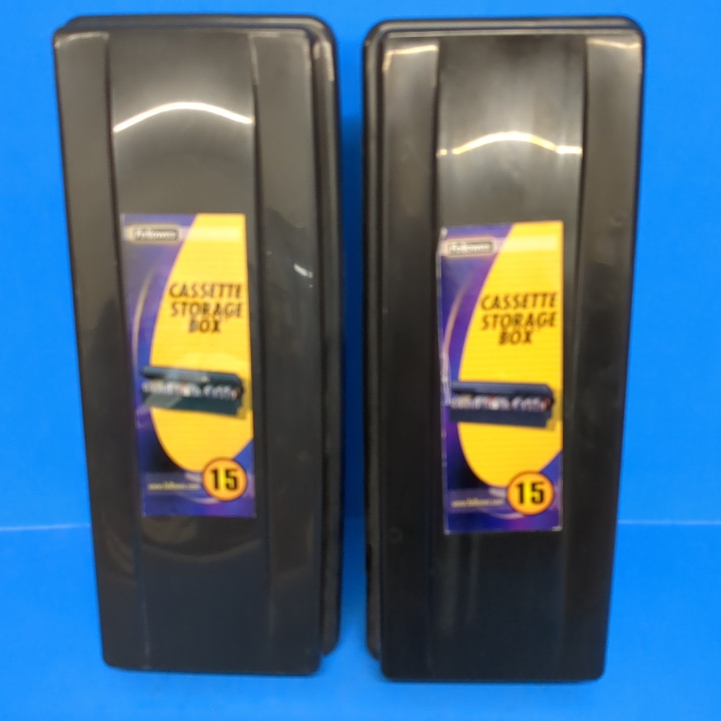 (2) Alpha Fellowes Cassette Tape Storage Case Box (15 Count) Model 83200