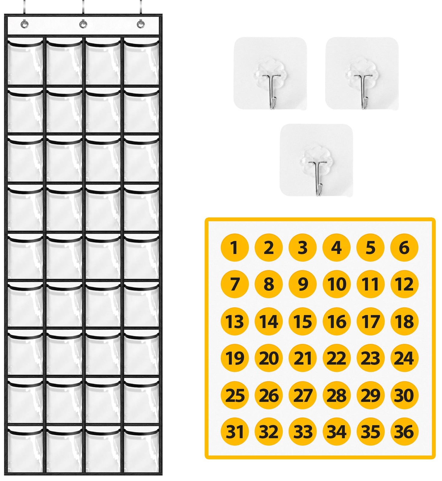 MISSLO Classroom Cell Phone Holder 36 Clear Pocket Door Hanging Organizer