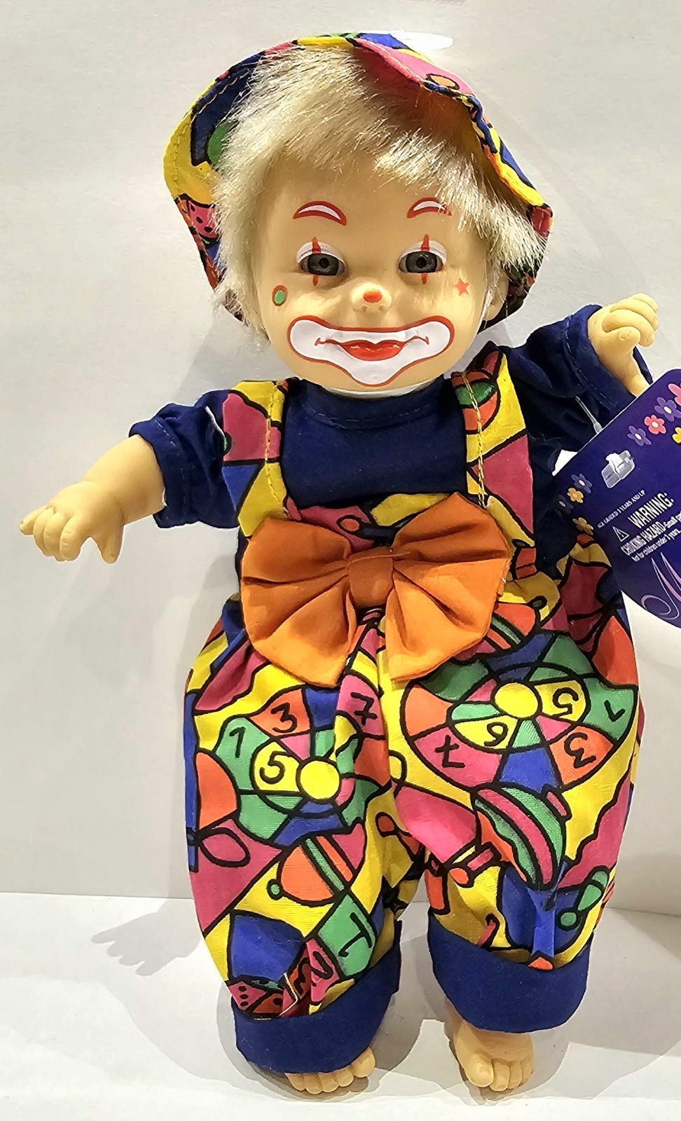 Vintage GI-GO TOY Beanie Clown Doll Bean Bag Kids Toy Series, 8" New with Tag