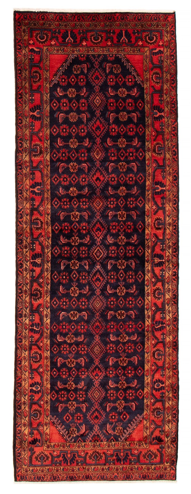 Vintage Hand-knotted Runner Rug 3'7" x 10'7" Traditional Oriental Wool Carpet