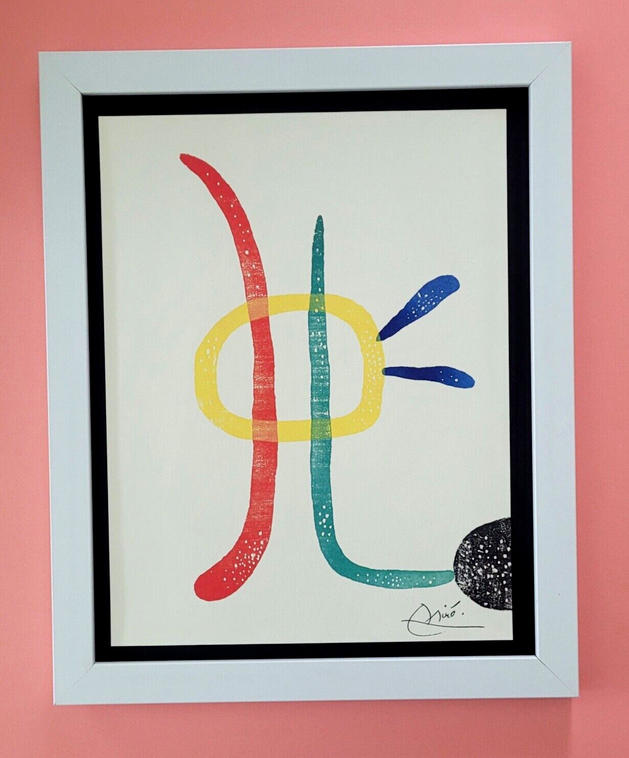 JOAN MIRO + 1971 BEAUTIFUL SIGNED PRINT MOUNTED AND FRAMED 11x14in + BUY NOW!!