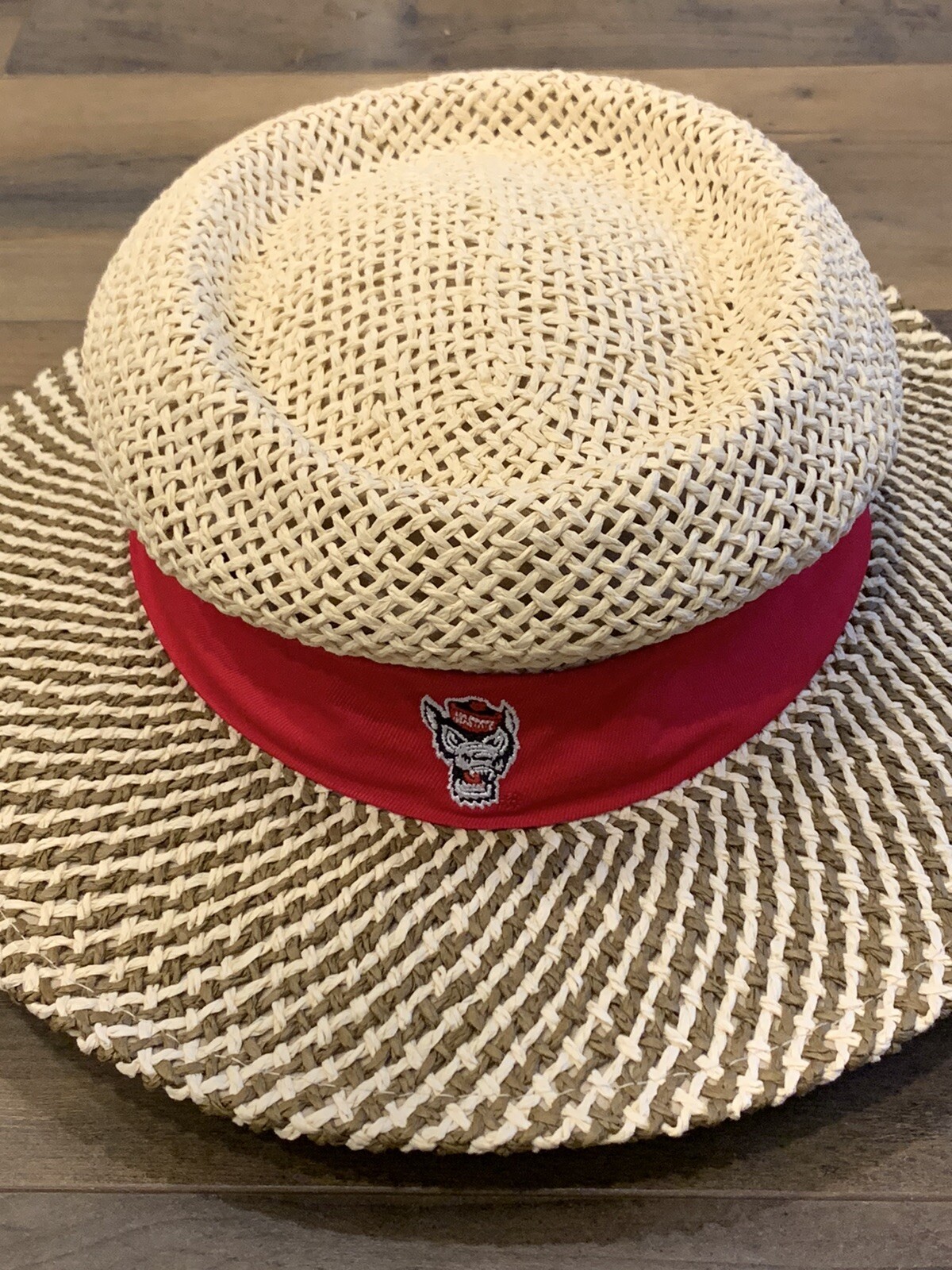 NC State Straw Hat Adult Golf Hat Wolfpack One Size Wide Brim Top Of The World