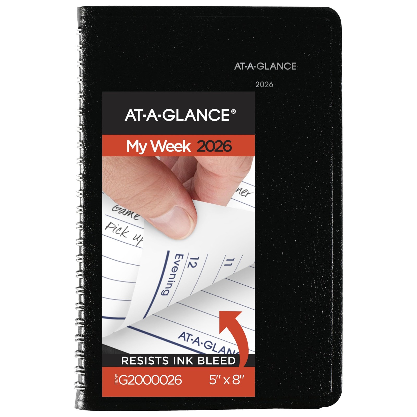 AT-A-GLANCE 2026 Appointment Book Planner, Weekly, 5" x 8", x Black 