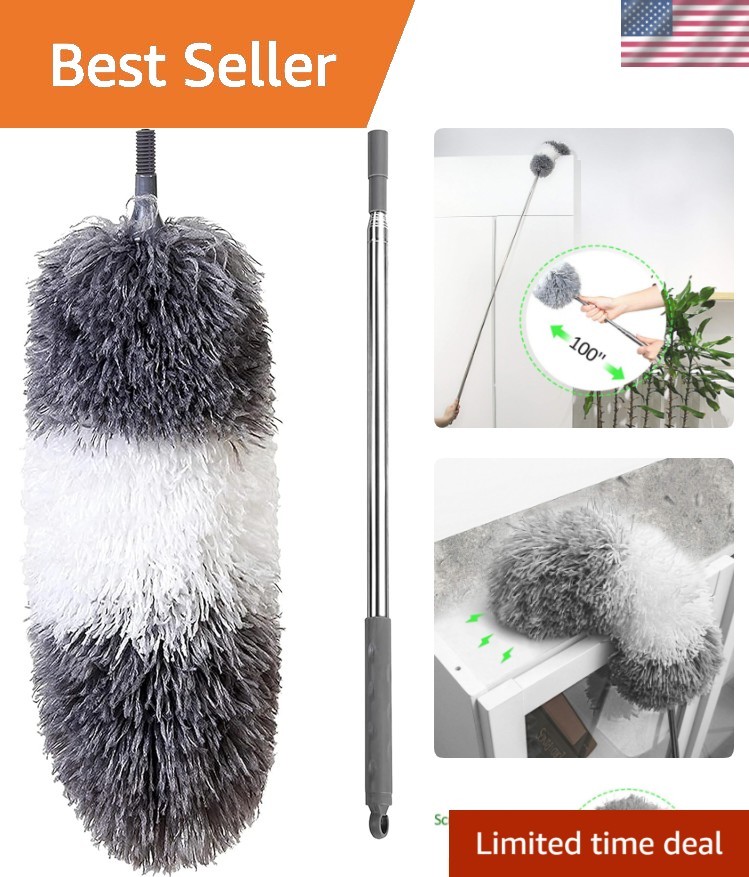 Microfiber Feather Duster with Extendable Pole and Bendable Head, 100" Telesc...