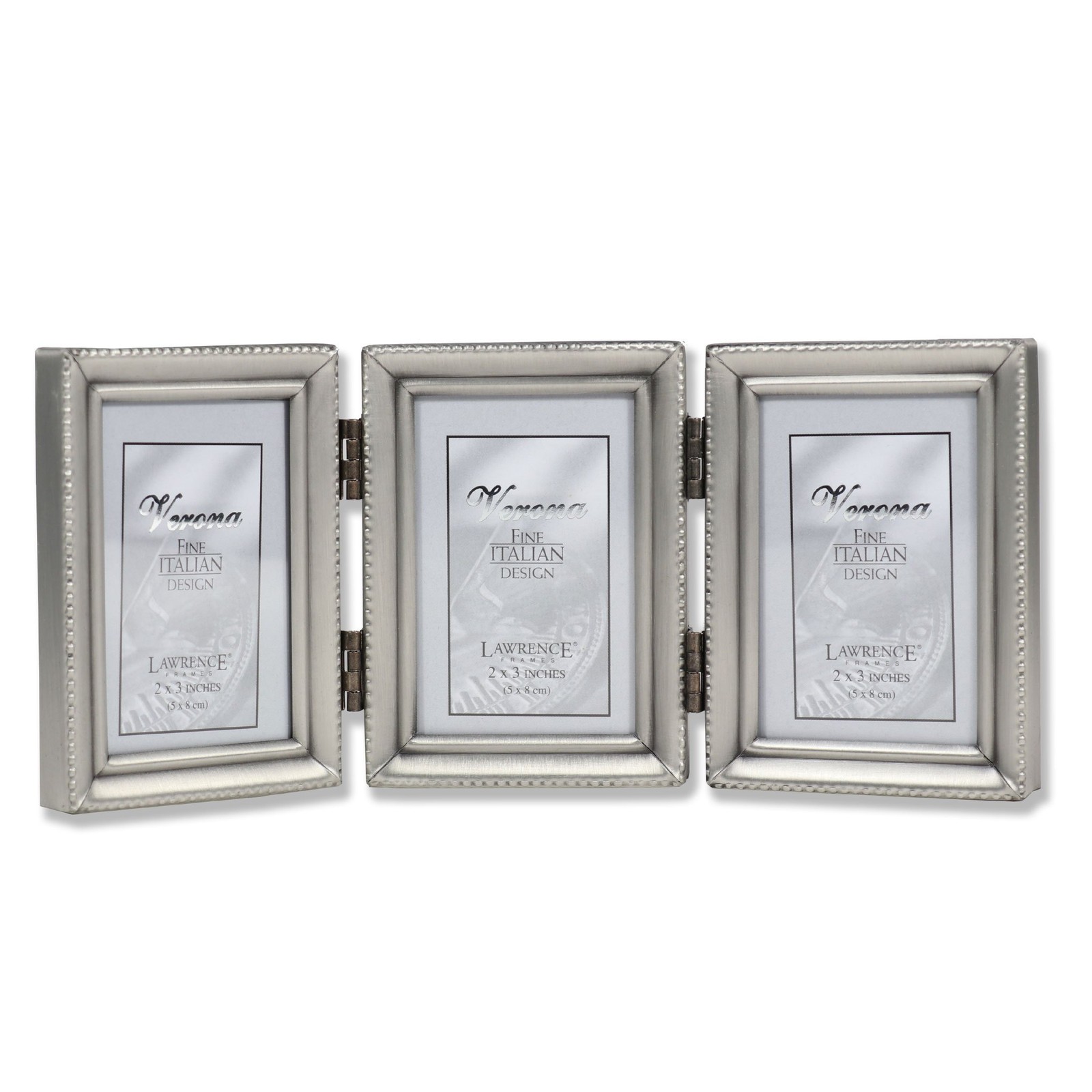 Lawrence Frames Bead Border 2.5x3.5 Triple Pewter Picture Frame