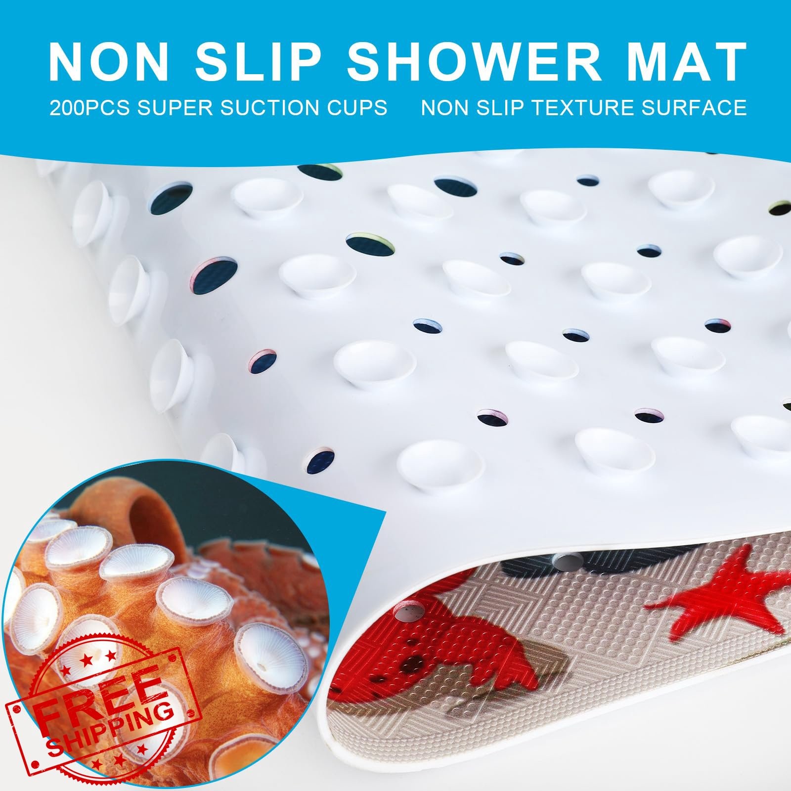 XIYUNTE Baby Bath Mat Tub Non Slip Sea Turtle 40x16 Inch