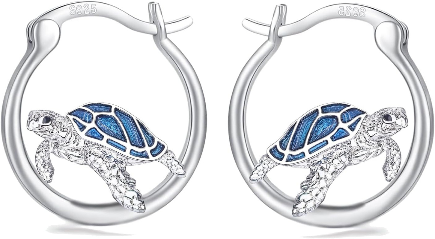 Shamrock/Black Wolf/Cat/Panda/Turtle/Highland Cow/Red Cardinal Hoop Earrings 925