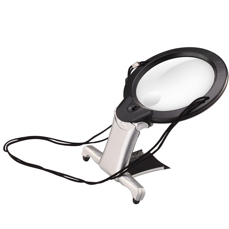 2X/6X Magnifying Glass Hand-Held Reading Magnifier Loupe With 2 LED Lamp Tools