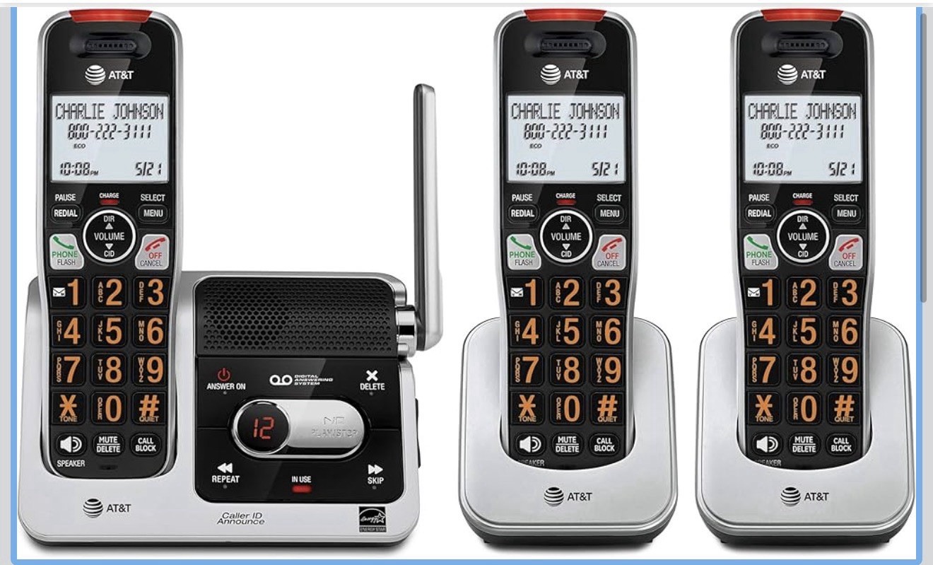 AT&T BL102-3 3 Handset Cordless Phone Answering System w/ Smart Call Blocker