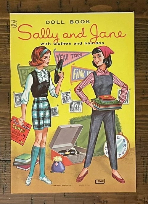 Vintage 1964 SALLY and JANE Paper Doll Book by Lowe UNCUT