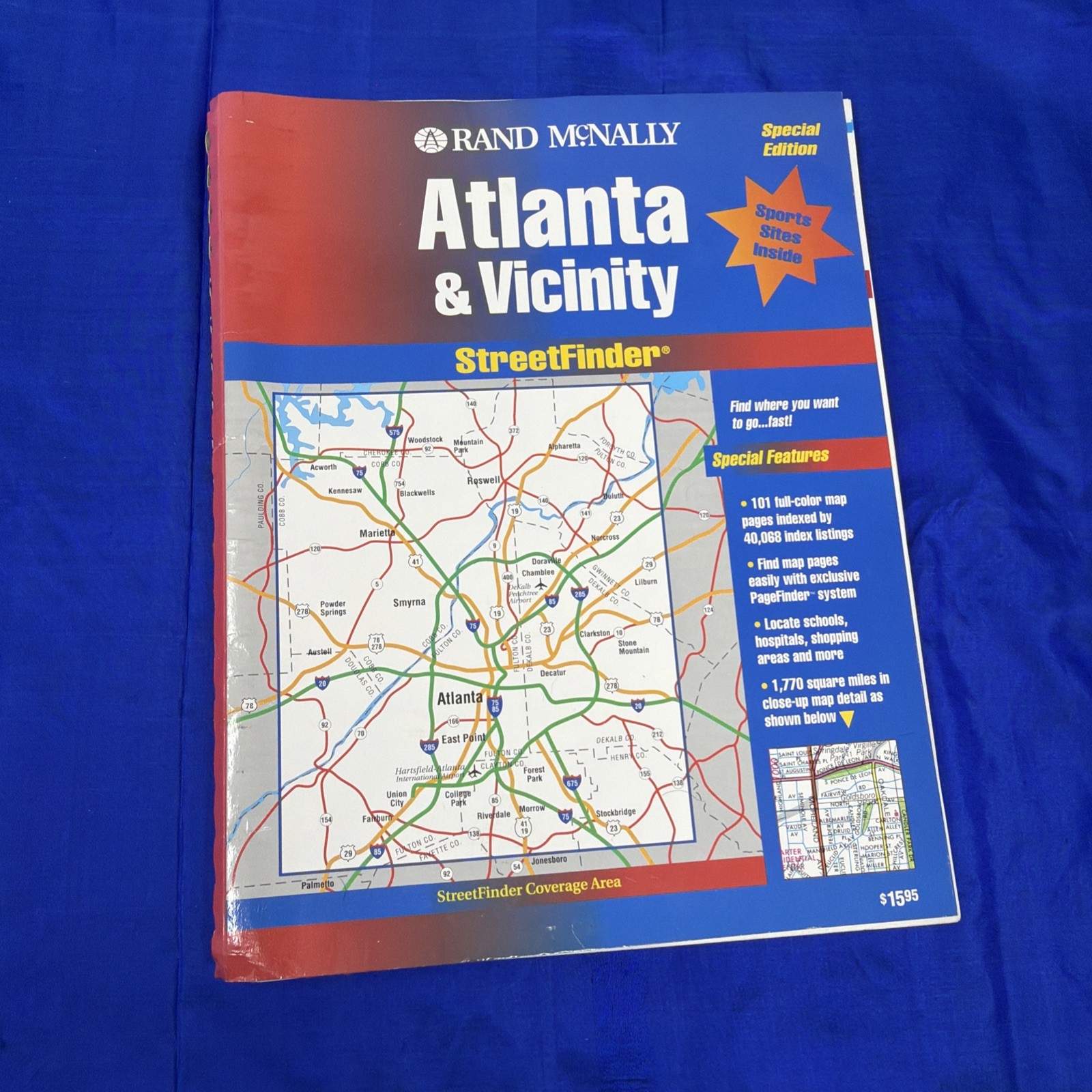 1996 Rand McNally Atlanta & Vicinity StreetFinder Atlas Special Edition Spiral 