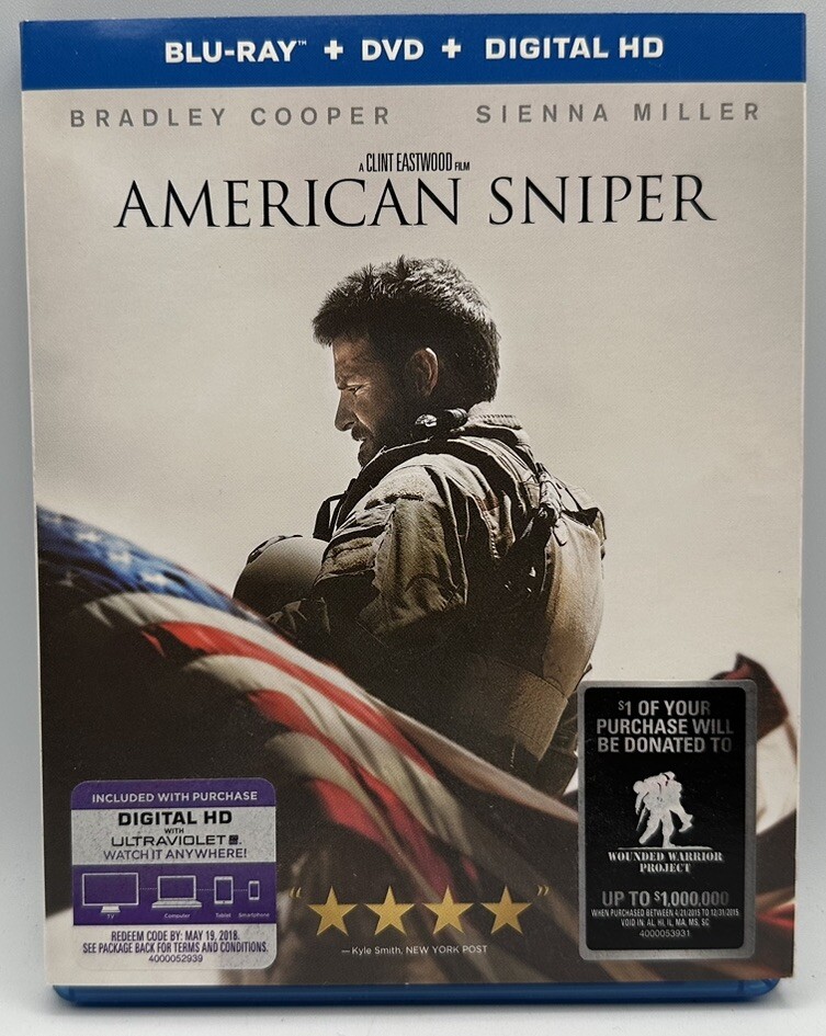 American Sniper Blu-rays+ DVD + Digital HD Bradley Cooper Free Shipping 2014