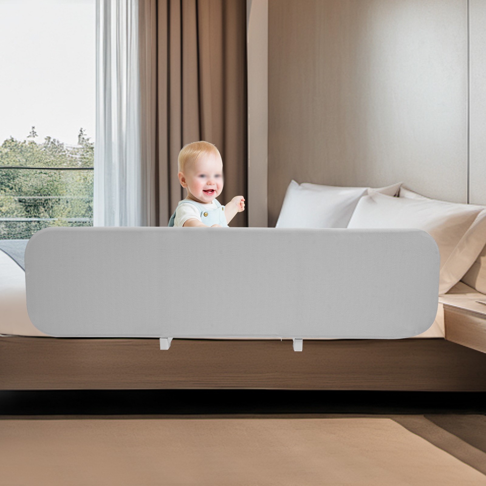 Foldable 59 inch Extra Long Toddler Bed Rail Guard for Kids Elderly Adjustable