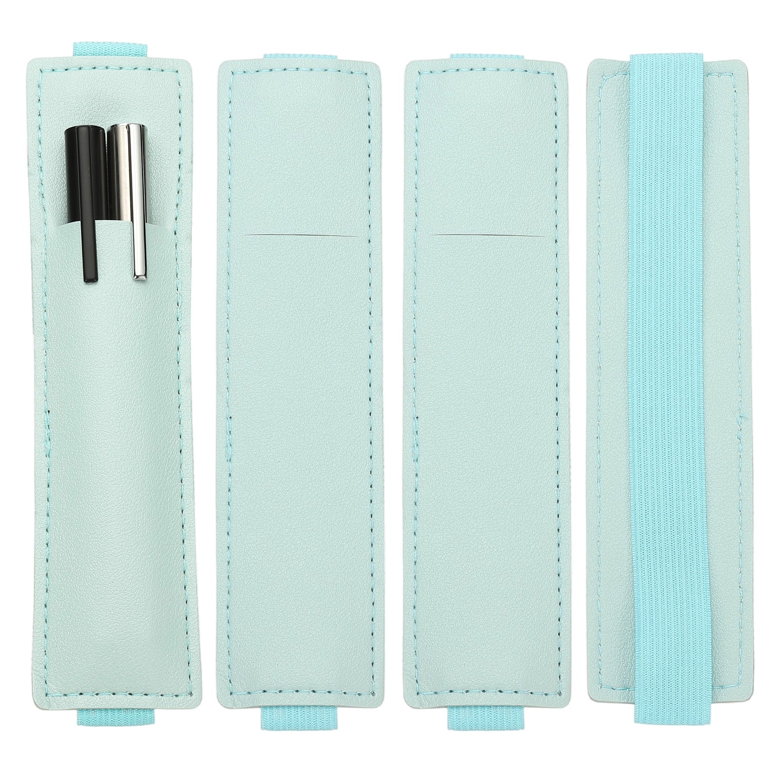 4 Pen Holders With Straps, Contains 2 Pens, Light Blue