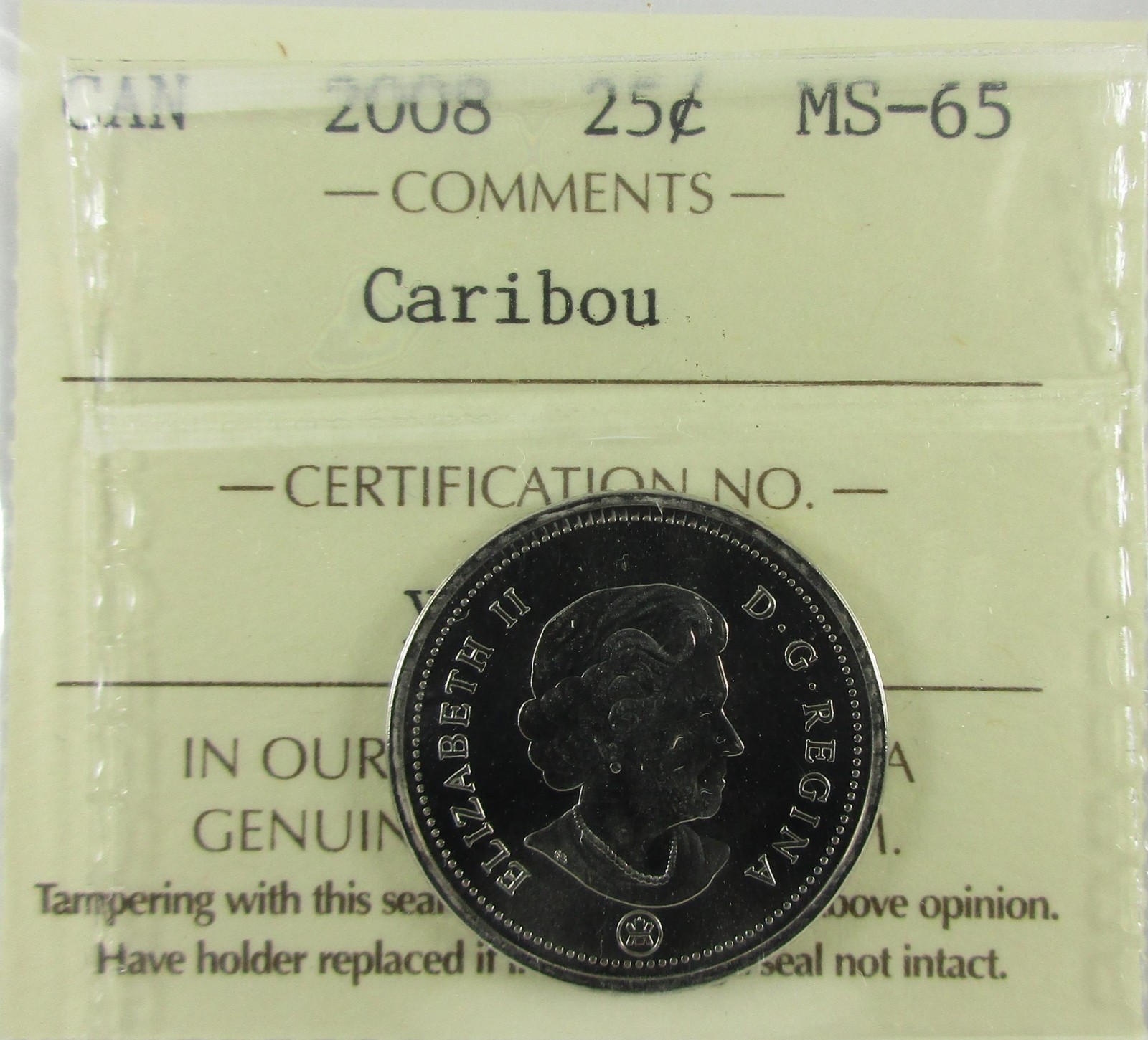 2008 Canada Twenty-Five Cent - ICCS, MS-65