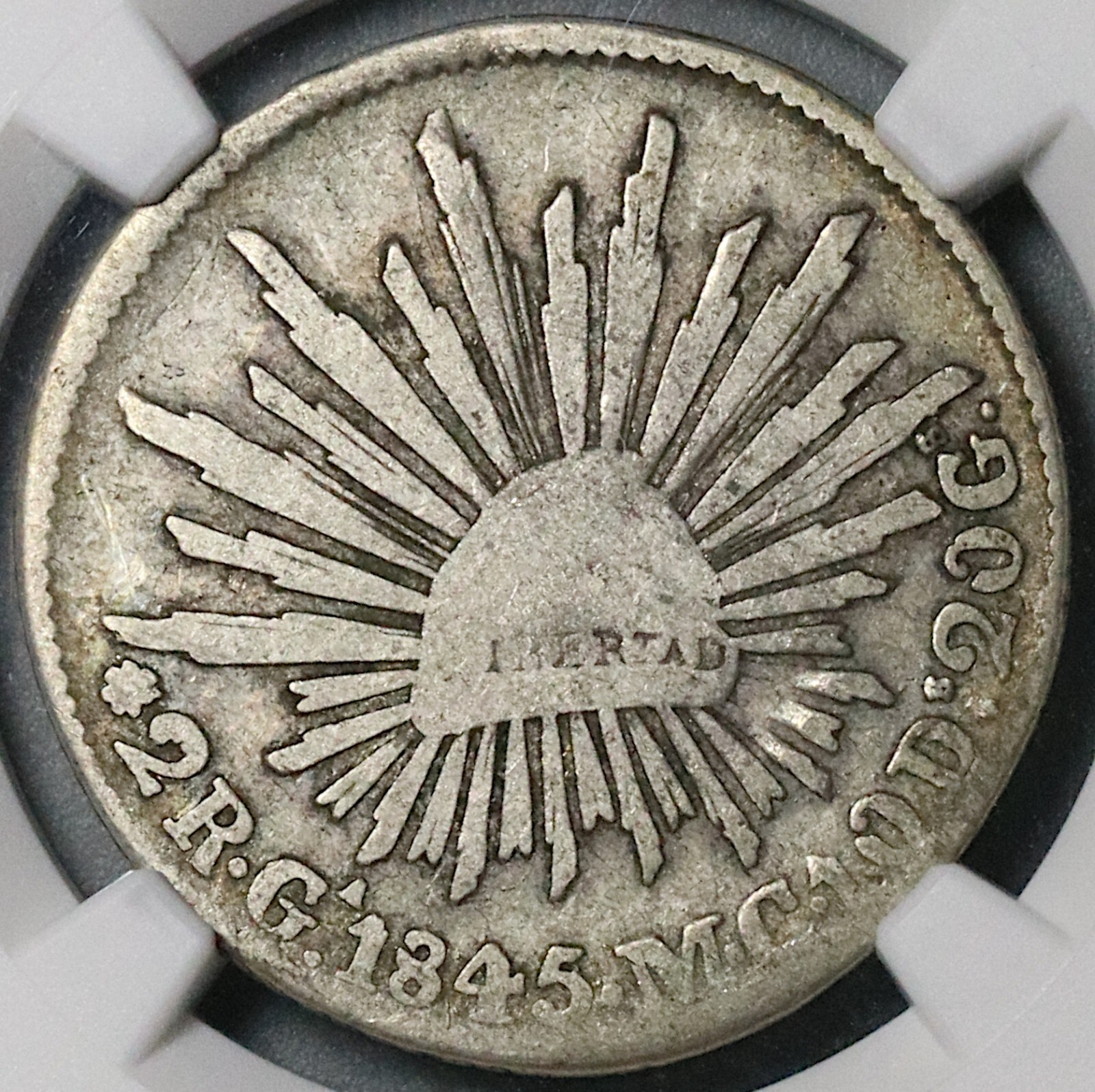 1845/3-Ga NGC VG 8 Mexico 2 Reales Guadalajara Rare Coin POP 1/0 (24070803C)