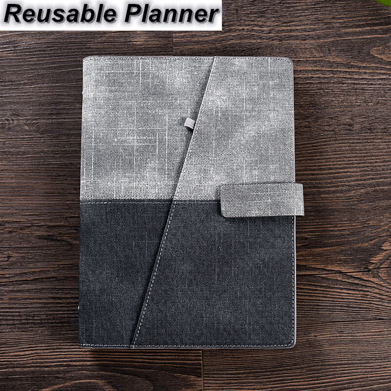 A5 Notebook Reusable Academic Daily Planner with 1 Pen and Microfiber Cloth