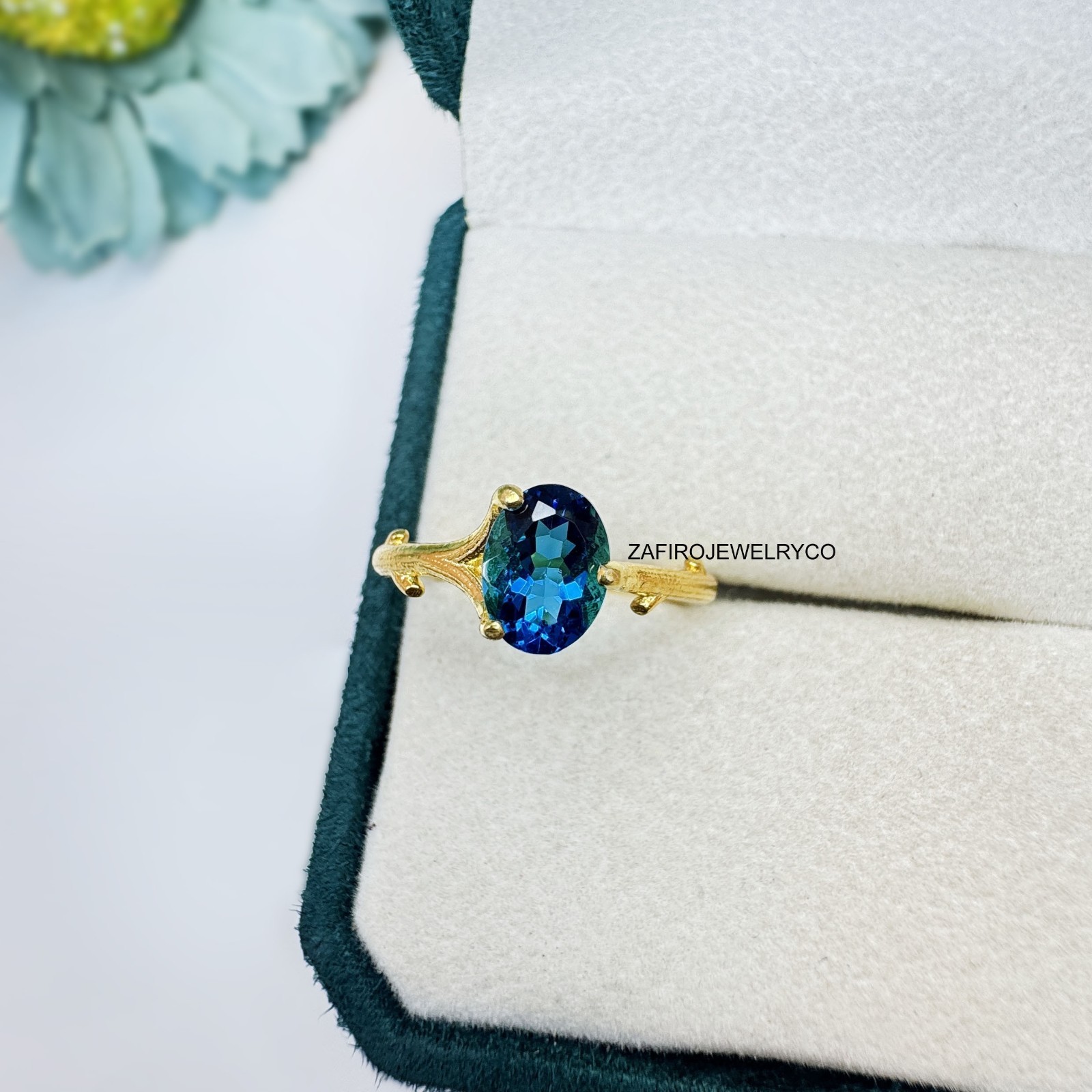 London Blue Topaz Ring, December Birthstone, Wedding Ring, Lab Created Topaz