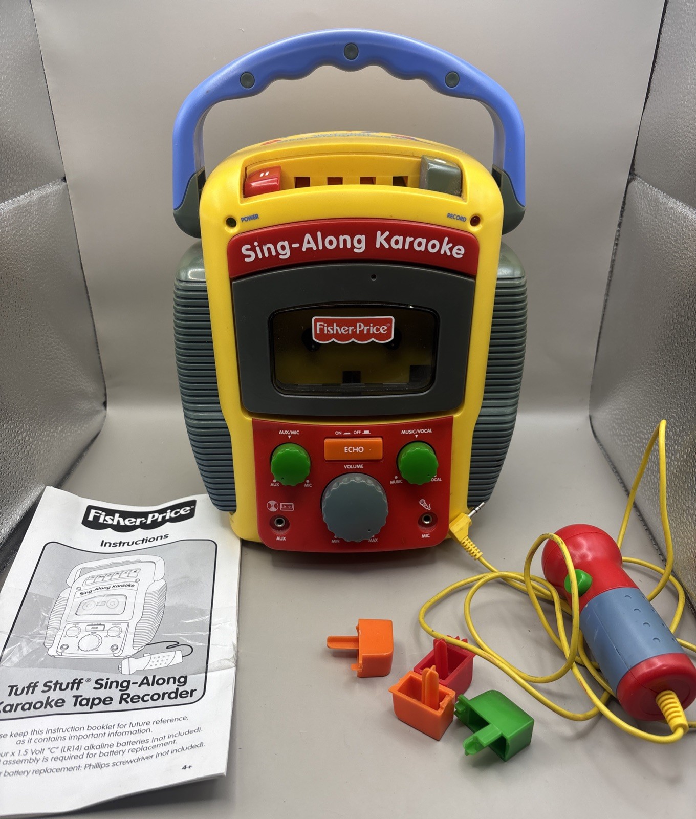 VTG Y2K FISHER-PRICE Sing Along Karaoke TUFF STUFF CASSETTE PLAYER W/ MIC Read