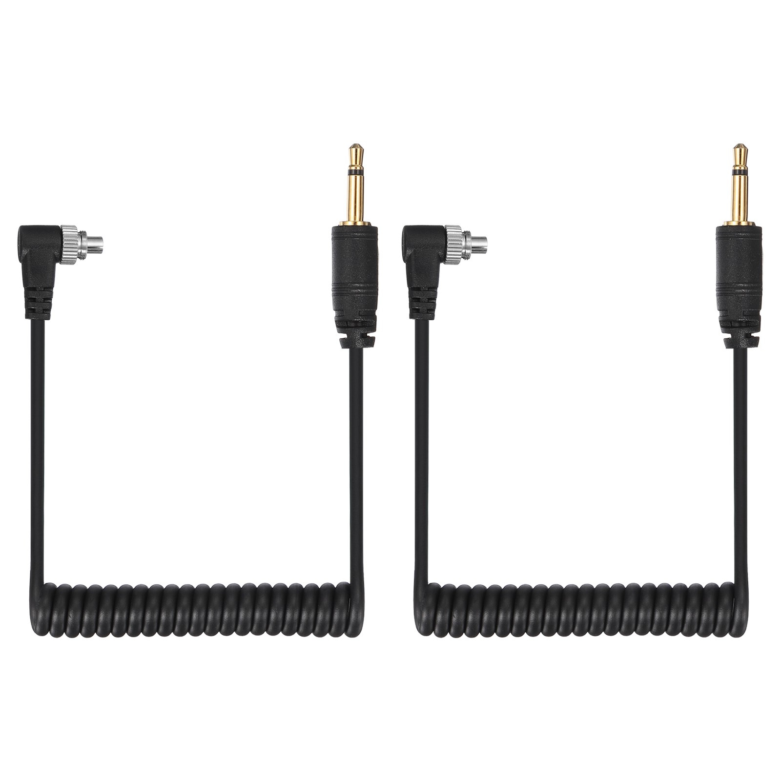 2 Pcs 3mm to Male Flash PC Sync Cable with Screw Lock 2.5mm(2P) to PC, Black