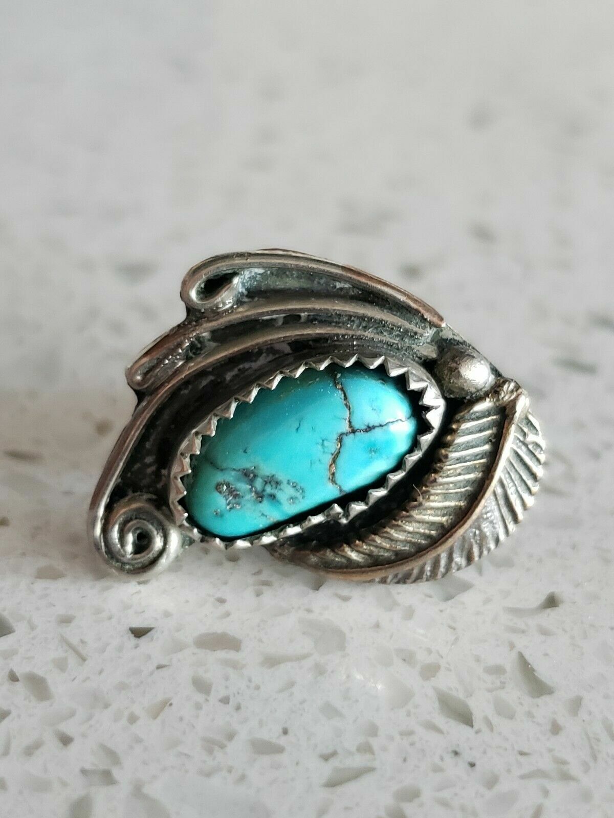 Antique Native American Sterling Turquoise Pin  Navajo