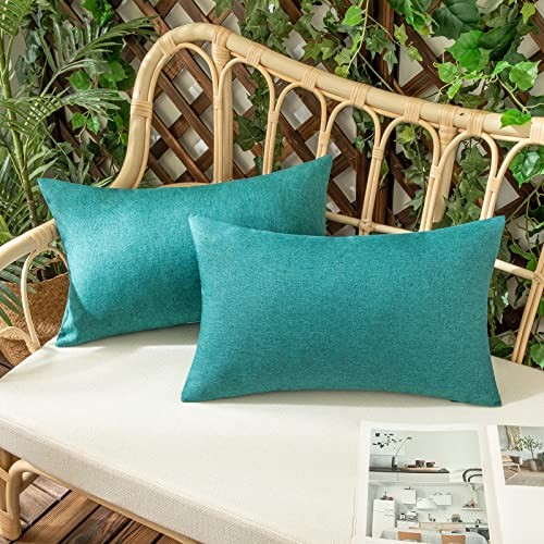  Set of 2 Outdoor Waterproof Throw Pillow 20" x 12" (Pack of 2) Turquoise