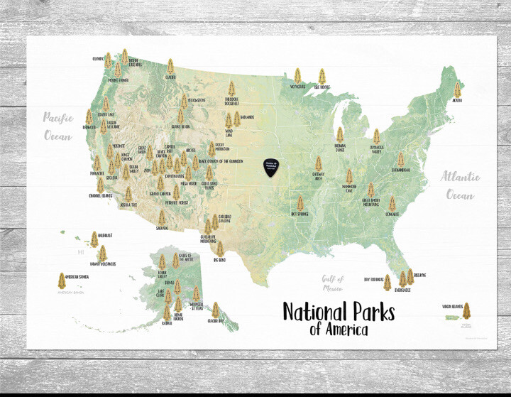 24x16" - Scratch off your National Parks Adventures Map!