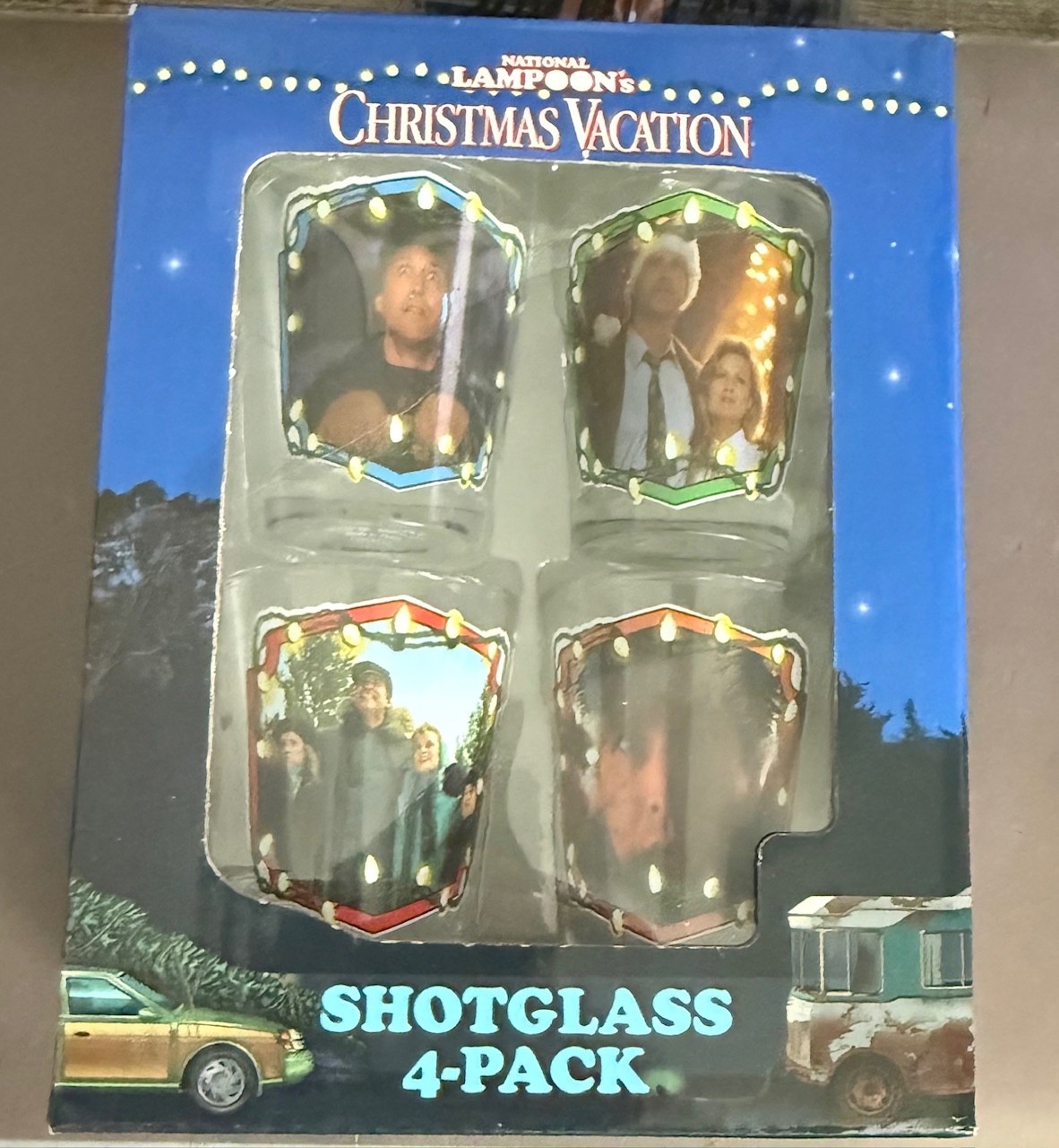 National Lampoon's Christmas Vacation Set Of 4 Shot Glasses 1.5oz NIB