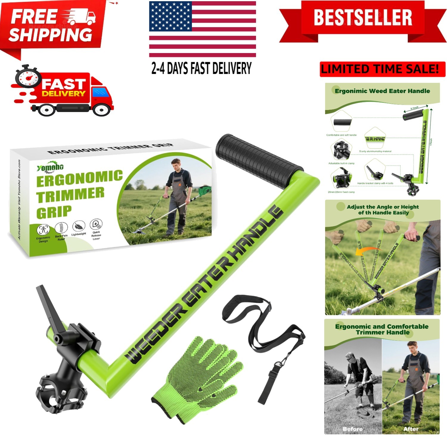 Upgraded Weed Eater Handle, Ergonomic String Trimmer Handle with Adjustable S...