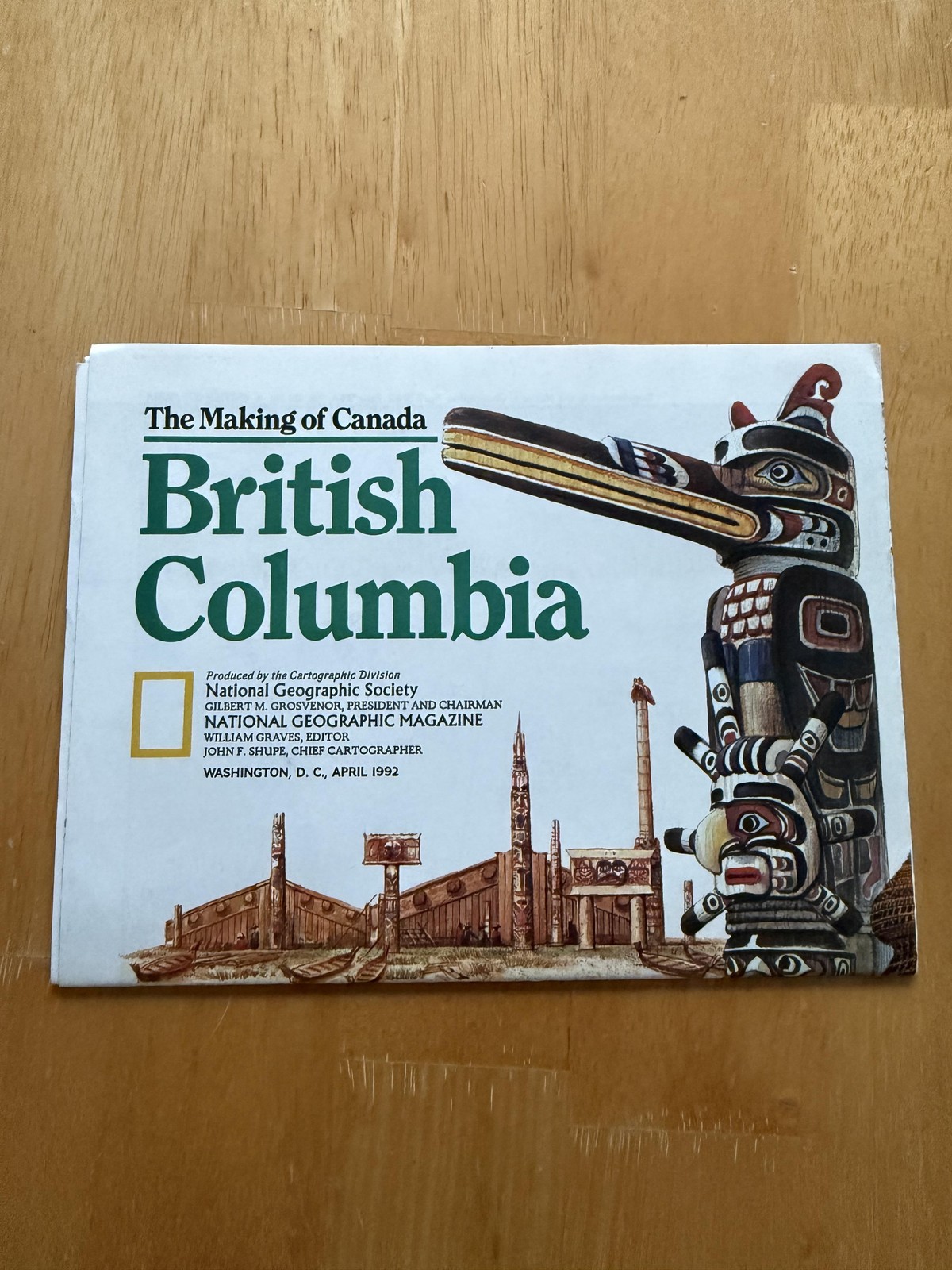 Vintage 1992 National Geographic British Columbia Folded Map Canada Region