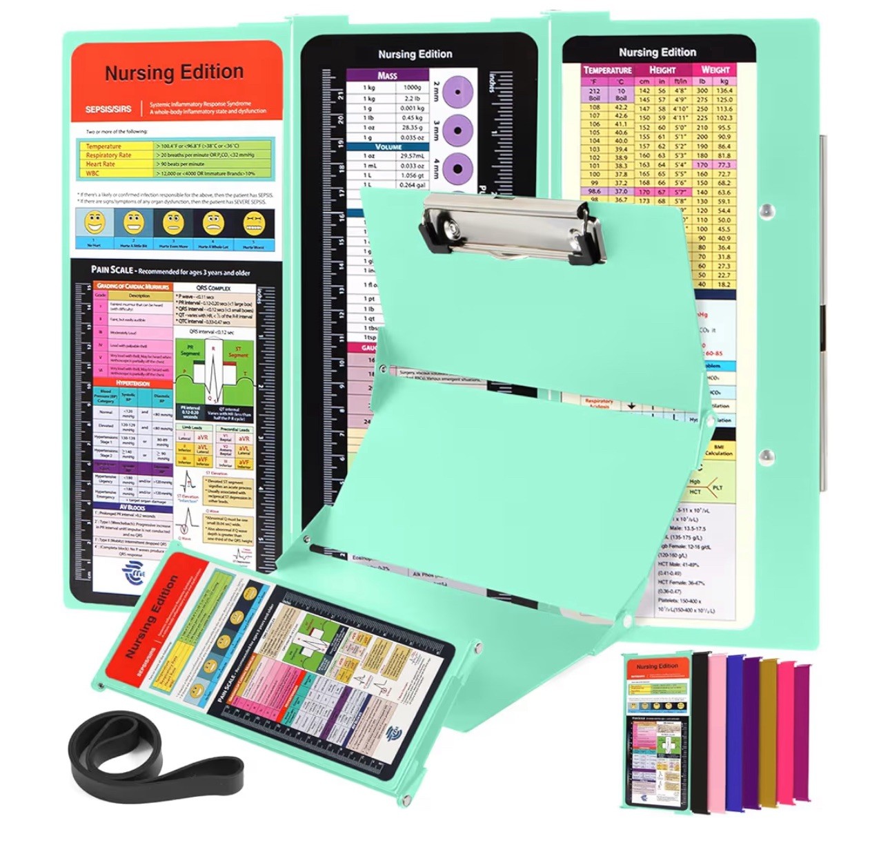Nursing Clipboard Foldable Pocket Size-Nursing Edition Cheat Sheets Aluminum 3